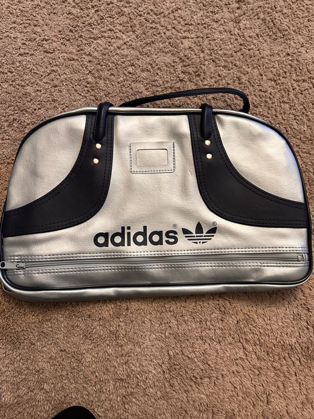 adidas Silver and Black Retro Bowling Tote